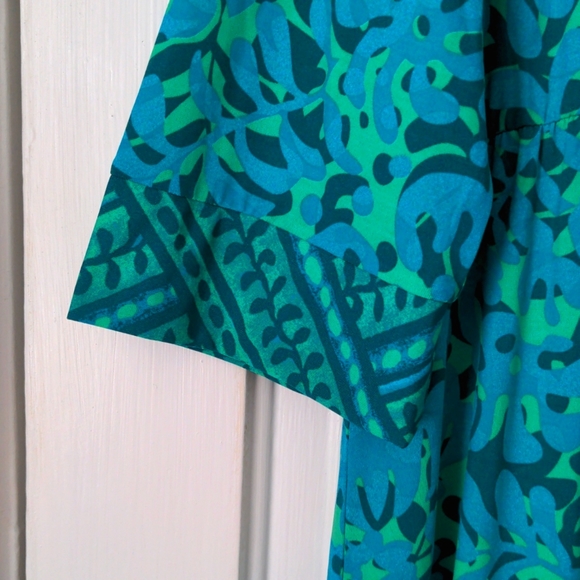 Blue & Green Patterned Designer Dress (NWT!) - Picture 4 of 8